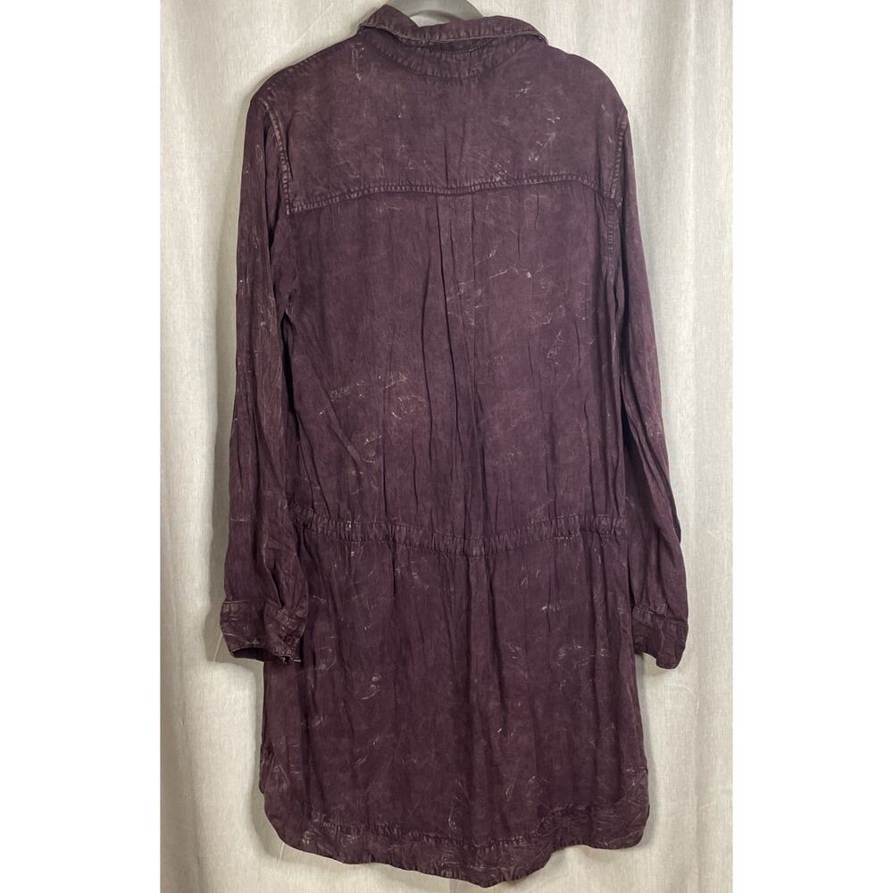 Bella Dahl Burgundy Long Sleeve Button Up Dress / Drawstring Waist - Size M - Picture 4 of 6